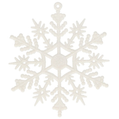 Vianočné ozdoby - Snehové vločky s trblietkami 10cm, biele, sada 3ks