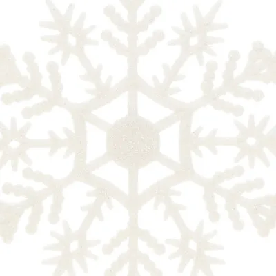 Vianočné ozdoby - Snehové vločky s trblietkami 10cm, biele, sada 3ks