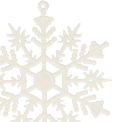 Vianočné ozdoby - Snehové vločky s trblietkami 10cm, biele, sada 3ks
