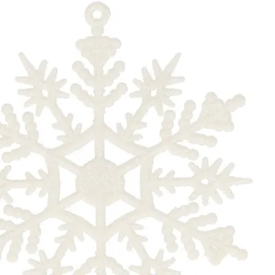 Vianočné ozdoby - Snehové vločky s trblietkami 10cm, biele, sada 3ks