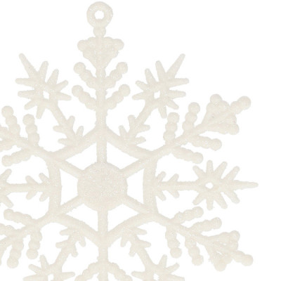 Vianočné ozdoby - Snehové vločky s trblietkami 10cm, biele, sada 3ks