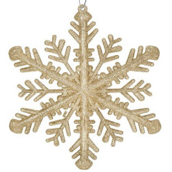 Vianočná ozdoba - Snehová vločka s trblietkami 30cm, zlatá
