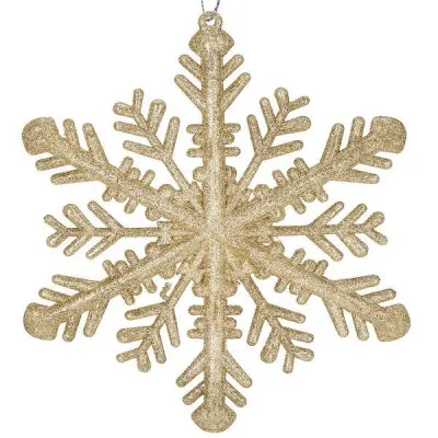 Vianočná ozdoba - Snehová vločka s trblietkami 30cm, zlatá