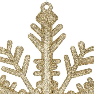 Vianočná ozdoba - Snehová vločka s trblietkami 30cm, zlatá