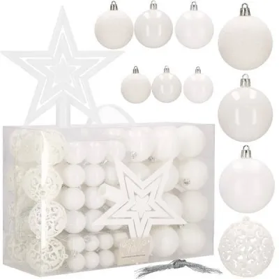 Maxi 100 dielna sada vianočných ozdôb biela