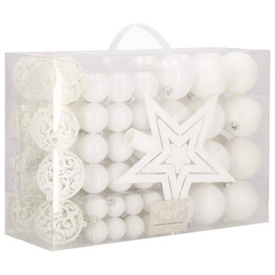 Maxi 100 dielna sada vianočných ozdôb biela