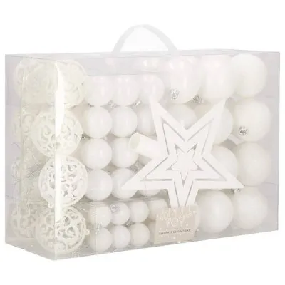 Maxi 100 dielna sada vianočných ozdôb biela