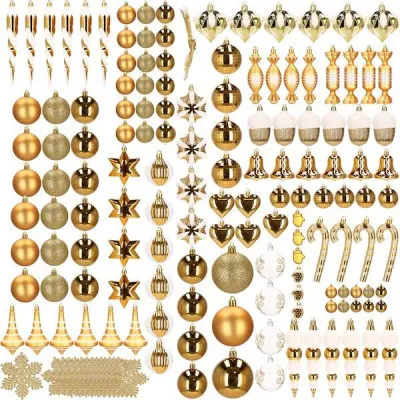 Maxi 155 dielna sada vianočných ozdôb zlatá