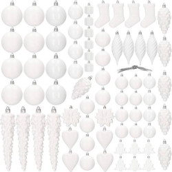 Maxi 72 dielna sada vianočných ozdôb biela