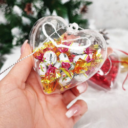 Vianočná banka Srdce priehľadné 7cm