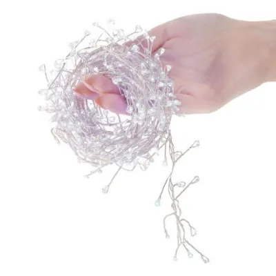 LED reťaz Nano Ježko - 3m, 100LED, 3xAA, studená biela