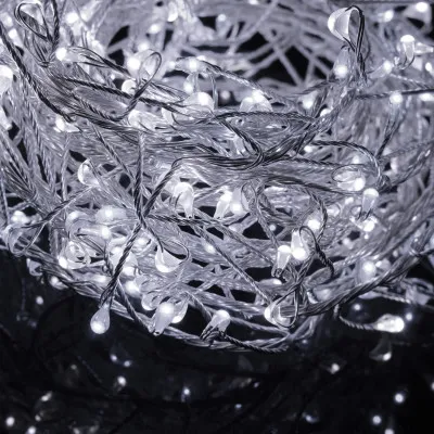 LED reťaz Nano Ježko - 3m, 100LED, 3xAA, studená biela