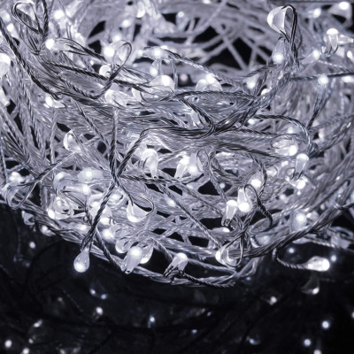 LED reťaz Nano Ježko - 3m, 100LED, 3xAA, studená biela