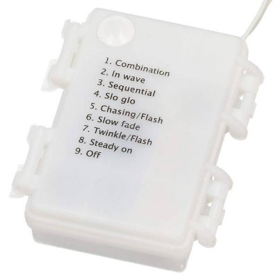 LED svetelná reťaz - 9m, 120LED, 8-funkcií, 3xAA, IP44, studená biela