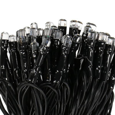 LED svetelná reťaz - 9m, 120LED Kryštál, 8 funkcií, 3xAA, IP44, studená biela