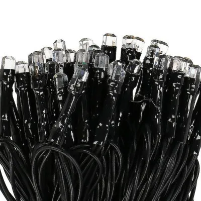 LED svetelná reťaz - 9m, 120LED Kryštál, 8 funkcií, 3xAA, IP44, studená biela