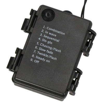 LED svetelná reťaz - 9m, 120LED Kryštál, 8 funkcií, 3xAA, IP44, studená biela