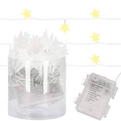 LED reťaz Hviezdy - 5m, 50LED, 8 funkcií, 3xAA, IP44, teplá biela