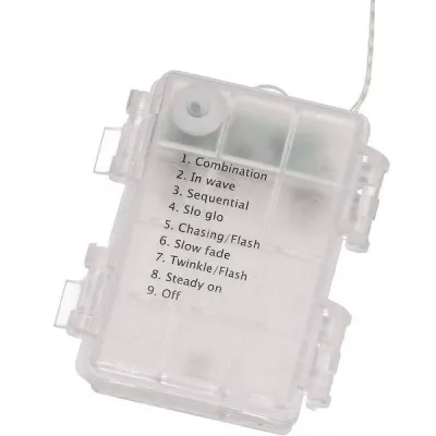 LED reťaz Hviezdy - 5m, 50LED, 8 funkcií, 3xAA, IP44, teplá biela