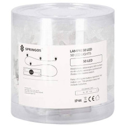 LED reťaz Hviezdy - 5m, 50LED, 8 funkcií, 3xAA, IP44, teplá biela