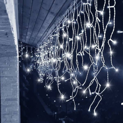 LED kvaple - 14,5m, 300LED, IP44, studená biela + záblesky