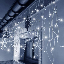 LED kvaple - 14,5m, 300LED, IP44, studená biela + záblesky