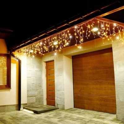 LED kvaple - 14,5m, 300LED, IP44, teplá biela + záblesky