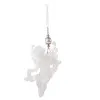 Vianočná ozdoba - Sediaci anjel s perlou biely, 13cm