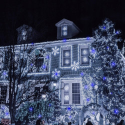 LED svetelná reťaz - 25,5m, 300LED, IP44, studená biela + záblesky