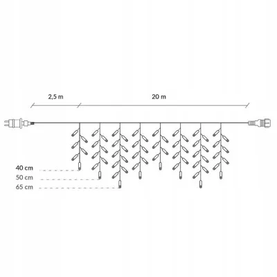 LED kvaple - 22,5m, 500LED, IP44, studená biela + záblesky