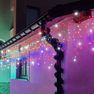 LED kvaple - 22,5m, 500LED, IP44, multicolor + záblesky