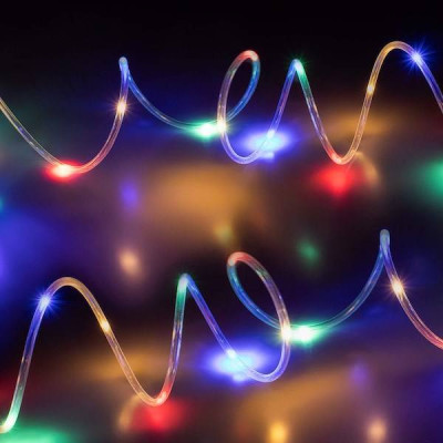 LED svetelná hadica - 5m, 50LED, 8 funkcií, 3xAA, IP44, multicolor