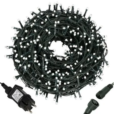 LED svetelná reťaz - 52,5m, 1000LED, 8 funkcií, IP44, studená biela
