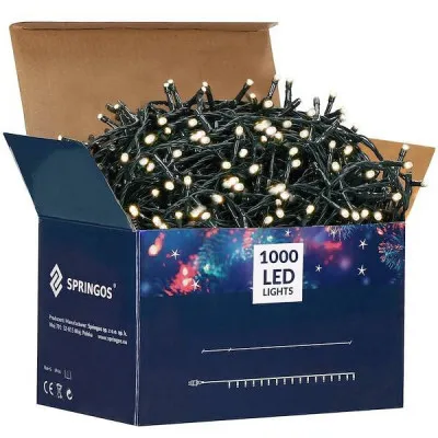 LED svetelná reťaz - 52,5m, 1000LED, 8 funkcií, IP44, teplá biela