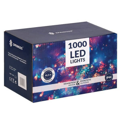 LED svetelná reťaz - 61,5m, 1000LED, IP44, teplá biela
