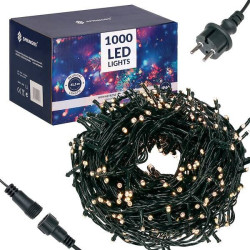 LED svetelná reťaz - 61,5m, 1000LED, IP44, teplá biela