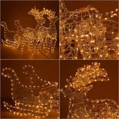 LED Sobie dvojzáprahov so saňami - 150cm, 480LED, IP44, teplá biela