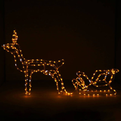 LED Sob so saňami - 150cm, 264LED, IP44, teplá biela + záblesky