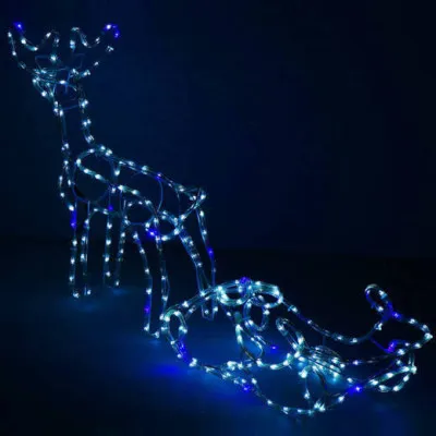 LED Sob so saňami - 210cm, 288LED, IP44, studená biela + záblesky