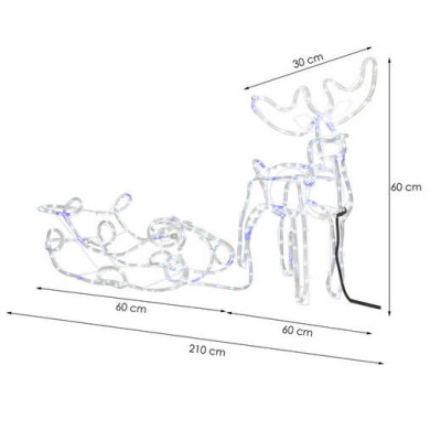LED Sob so saňami - 210cm, 288LED, IP44, studená biela + záblesky