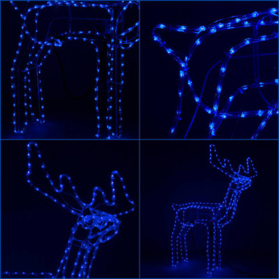 LED Sob s pohyblivou hlavou - 115cm, 288LED, IP44, motorček, modrá