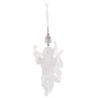 Vianočná ozdoba - Tancujúci anjel s perlou biely, 13cm