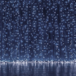 LED svetelný záves - 3x3m, 306LED, 8 funkcií, ovládač, IP44, studená biela