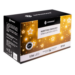 LED svetelný záves Hviezdy - 2x1, 1m, 136LED, 8 funkcií, ovládač, IP44, multicolor