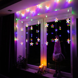 LED svetelný záves Hviezdy - 2x1, 1m, 136LED, 8 funkcií, ovládač, IP44, multicolor