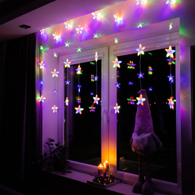 LED svetelný záves Hviezdy - 2x1, 1m, 136LED, 8 funkcií, ovládač, IP44, multicolor