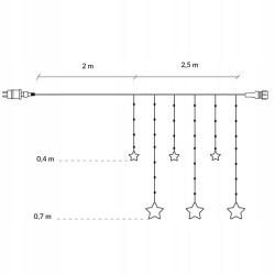 LED svetelný záves Hviezdy - 2x0, 7m, 92LED, 8 funkcií, IP44, multicolor