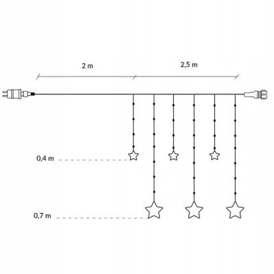 LED svetelný záves Hviezdy - 2x0, 7m, 92LED, 8 funkcií, IP44, multicolor