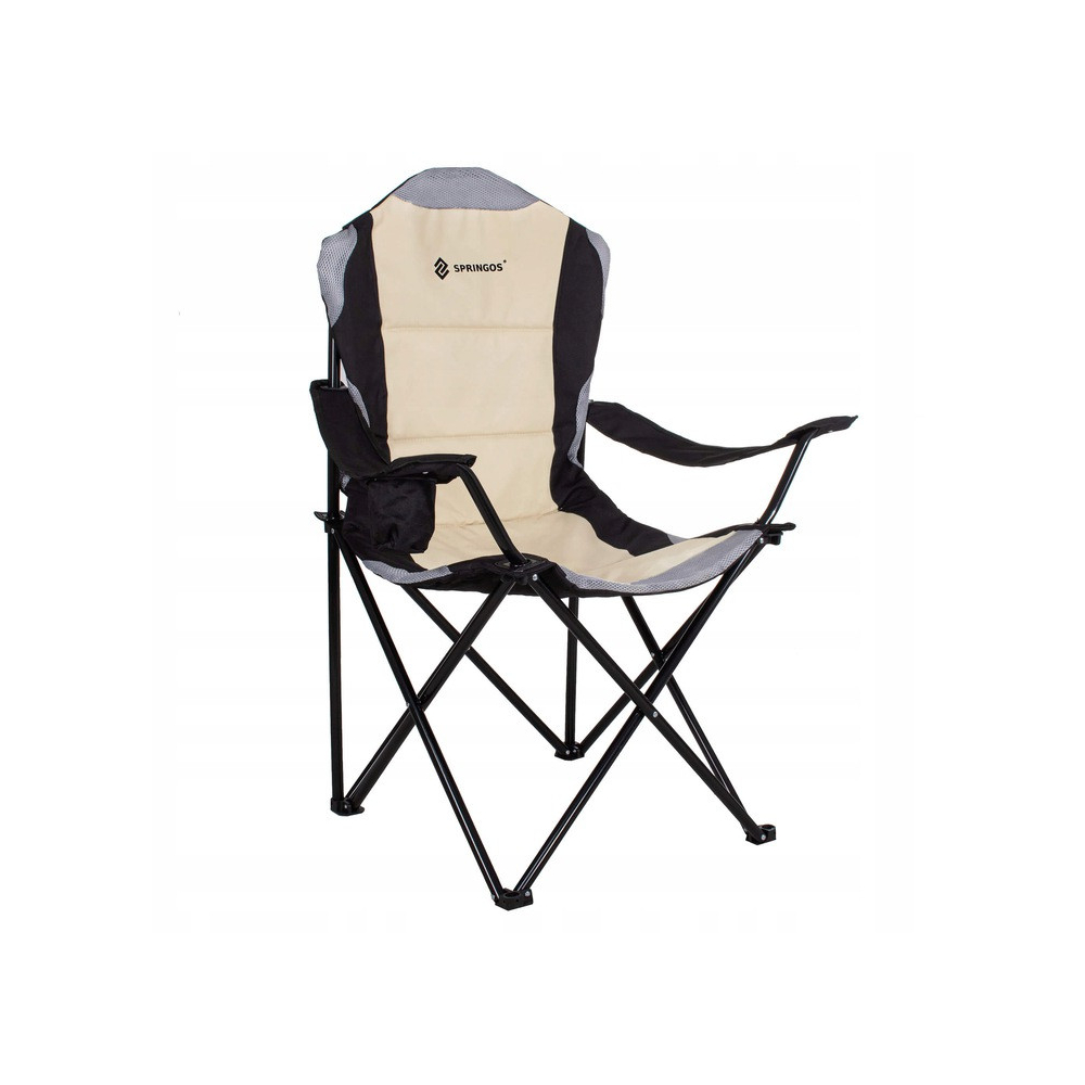Kempingové kreslo SPRINGOS COSTA PREMIUM XXL béžovo-čierne