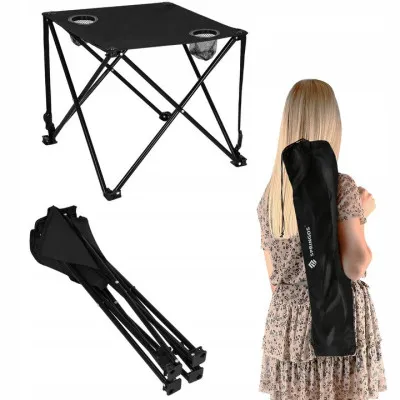 Kempingový stolík 46x46x45 cm, čierny SPRINGOS KOMPAKT